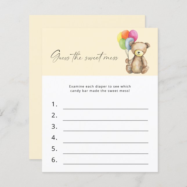 Raten Sie mal, das Sweet Mess Baby Shower Game - B (Vorne/Hinten)