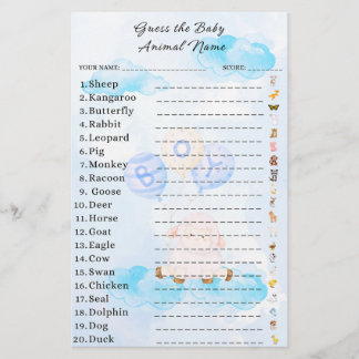 Raten Sie mal die Baby Animal Game Baby Dusche