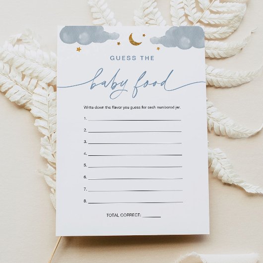 Raten Sie mal die Baby Food Game Card Twinkle Litt Einladung