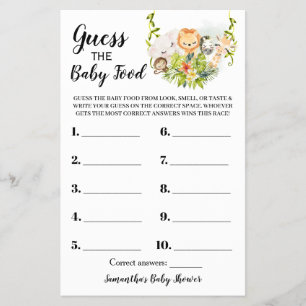Raten Sie mal die Baby Food Jungle Baby Duschkarte Flyer
