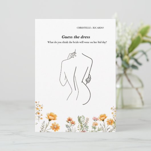 Raten Sie mal die Brautparty-Spielkarte für Brautk Einladung (Stehend Vorderseite)