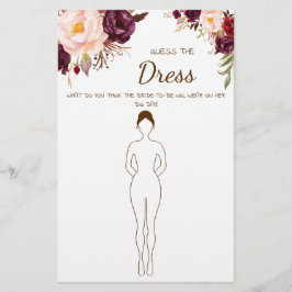 Raten Sie mal die Dress Marsala Brautparty Game Ca Flyer