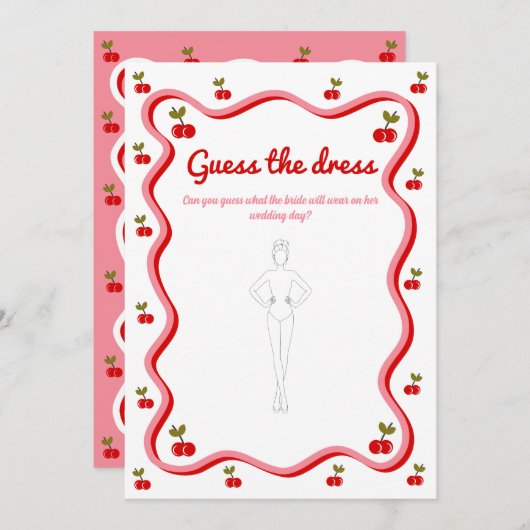 Raten Sie mal die Dress Retro Cherry Bridal Game K Einladung (Vorne/Hinten)