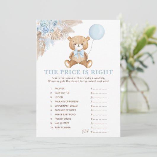 Raten Sie mal die passende Baby Shower Game Card Einladung (Stehend Vorderseite)