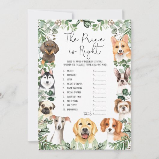 Raten Sie mal die passende Puppy Baby Shower Game  Einladung (Vorderseite)