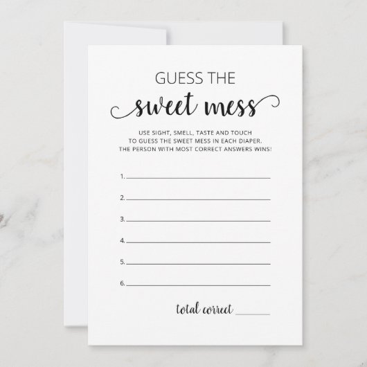 Raten Sie mal die Sweet Mess Baby Duschkarte. Einladung (Vorderseite)