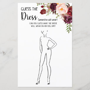 Raten Sie mal, Dress Marsala Blume Brautparty Game