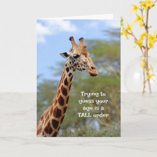 Raten Sie mal, Ihr alter großer Order Spaß Giraffe Karte (Gelbe Blume)