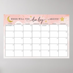 Raten Sie mal, wann das Baby-Duschspiel am Mond se Poster