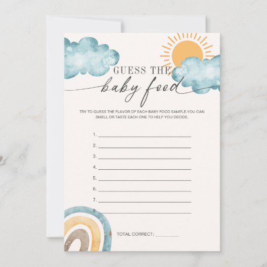 Raten Sie mal, was das Baby zu essen hat | Sunshin Einladung (Vorderseite)