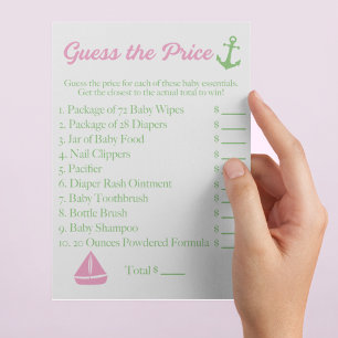 Raten Sie mal, was das Price Baby Shower Game Naut Flyer