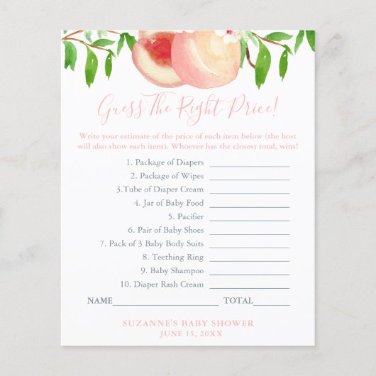 Raten Sie mal, was das richtige Preis-Sweet Peach Flyer (Vorne)