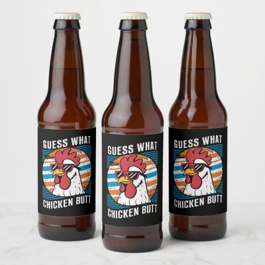 Raten Sie mal, was Hühnchen Hintern Funny Chicken Bierflaschenetikett (Flaschen)