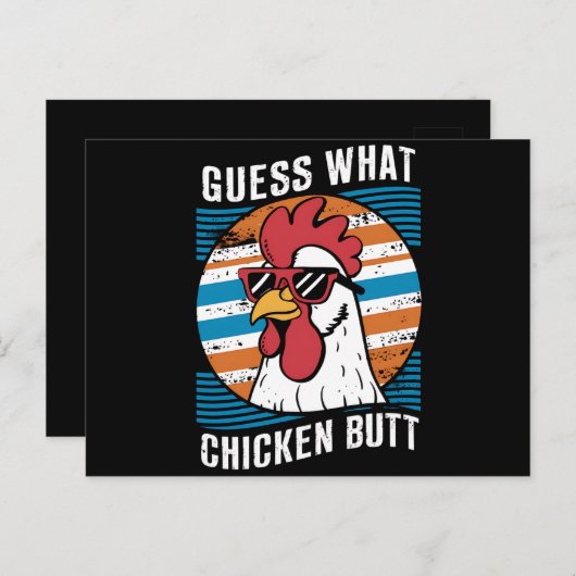 Raten Sie mal, was Hühnchen Hintern Funny Chicken Postkarte (Vorne/Hinten)