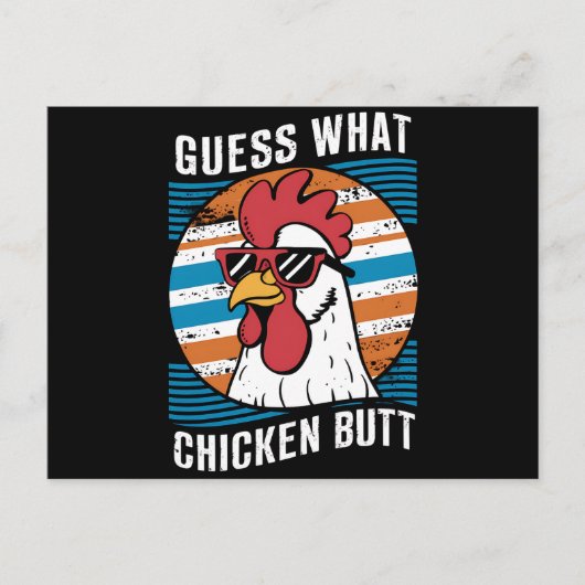 Raten Sie mal, was Hühnchen Hintern Funny Chicken Postkarte (Vorderseite)