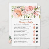 Raten Sie mal, wer Baby Shower Game Blumengrün Einladung (Vorne/Hinten)