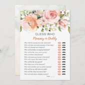 Raten Sie mal, wer Baby Shower Game Blumengrün Einladung (Vorne/Hinten)