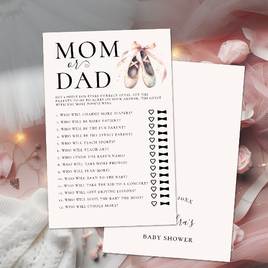 Raten Sie mal, wer Baby Shower Game Pink Ballerina Flyer
