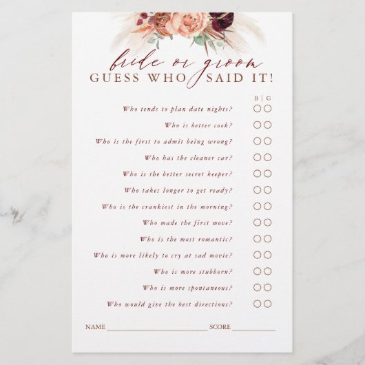 Raten Sie mal, wer Bridge oder Groom ist - Pampas  (Vorderseite)