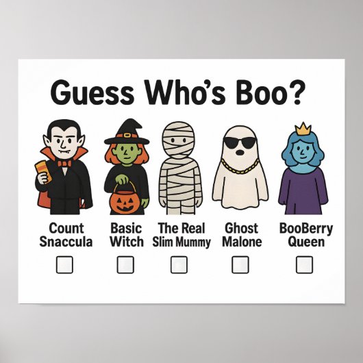 Raten Sie mal, wer das Boo Halloween-Party Game 20 Poster (Vorne)