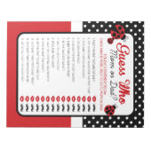 Raten Sie mal, wer Ladybug Baby Shower Game Pack Notizblock (Vorderseite)
