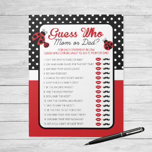 Raten Sie mal, wer Ladybug Baby Shower Game Pack Notizblock