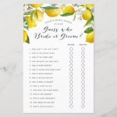 Raten Sie mal, wer, lemon-Brautparty-Spiele (Vorderseite)