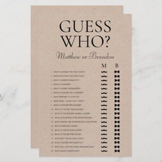 Raten Sie mal, wer LGBTQ-Dualspiel spielt (Vorne/Hinten)