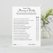 Raten Sie mal, wer Mama oder Daddy Game Baby Showe Hinweiskarte (Stehend Vorderseite)