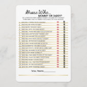 Raten Sie mal, wer- Mama oder Daddy Game Menükarte (Vorderseite)