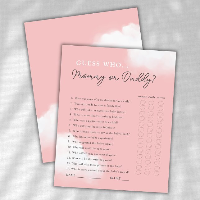 Raten Sie mal, wer Mama oder Daddy Girl Baby Showe (Von Creator hochgeladen)