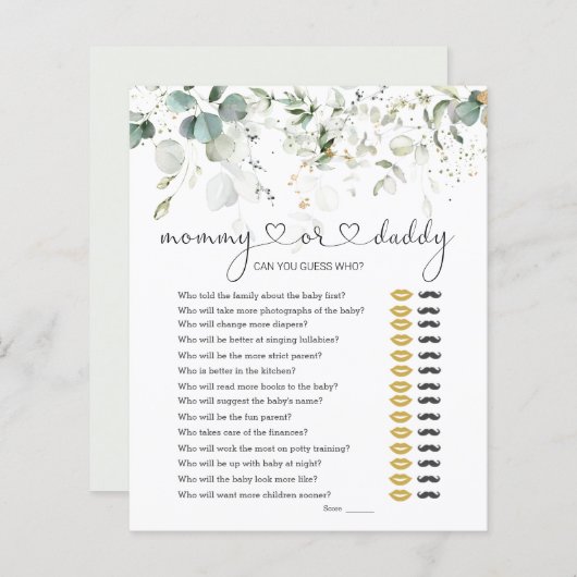 Raten Sie mal, wer Mama oder Papa Baby Duschspielg (Vorne/Hinten)