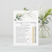 Raten Sie mal, wer Mama oder Papa Baby Duschspielg Einladung (Stehend Vorderseite)