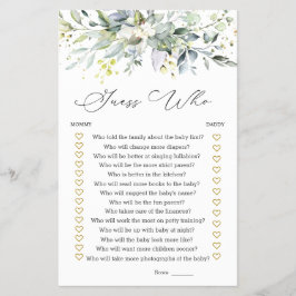 Raten Sie mal, wer Mama oder Papa Baby Duschspielg Flyer