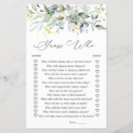 Raten Sie mal, wer Mama oder Papa Baby Duschspielg Flyer