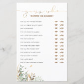 Raten Sie mal, wer Mama oder Papa Baby Shower Game (Vorderseite)