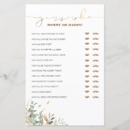 Raten Sie mal, wer Mama oder Papa Baby Shower Game