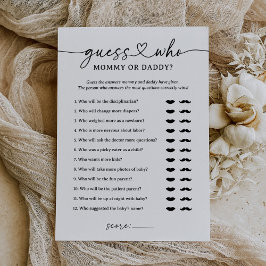 Raten Sie mal, wer Mama oder Papa Baby Shower Game Einladung