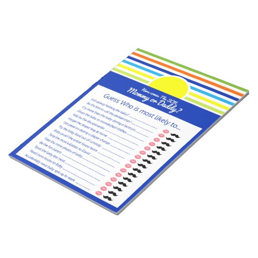 Raten Sie mal, wer Mama oder Papa Baby Shower Game Notizblock (angewinkelt)
