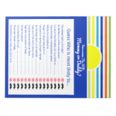 Raten Sie mal, wer Mama oder Papa Baby Shower Game Notizblock (Vorderseite)