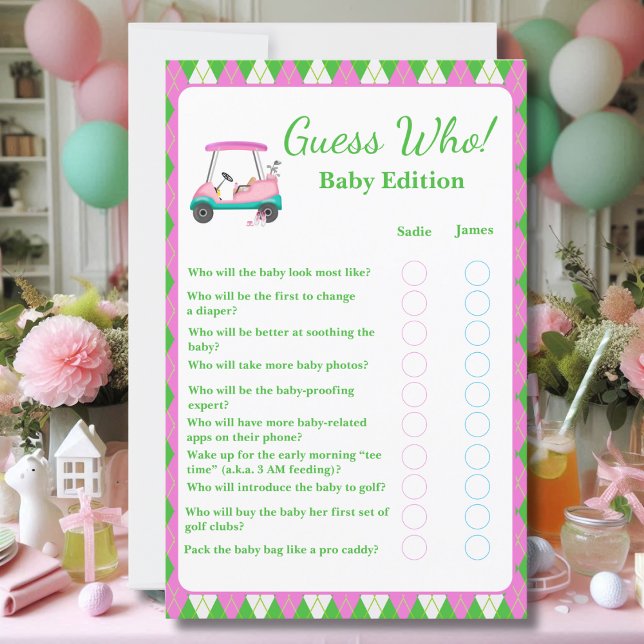 Raten Sie mal, wer? Mama & Vater Baby Dusche Golf  (Von Creator hochgeladen)