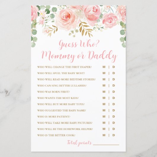 Raten Sie mal, wer? Spielkarte für Mama oder Daddy (Vorderseite)