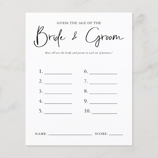 Raten Sie mal, wie alt | Brautparty Game (Vorderseite)