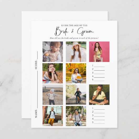 Raten Sie mal, wie alt | Foto Brautparty Game (Vorne/Hinten)