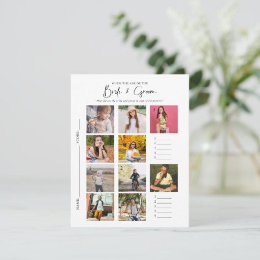 Raten Sie mal, wie alt | Foto Brautparty Game Einladung (Stehend Vorderseite)