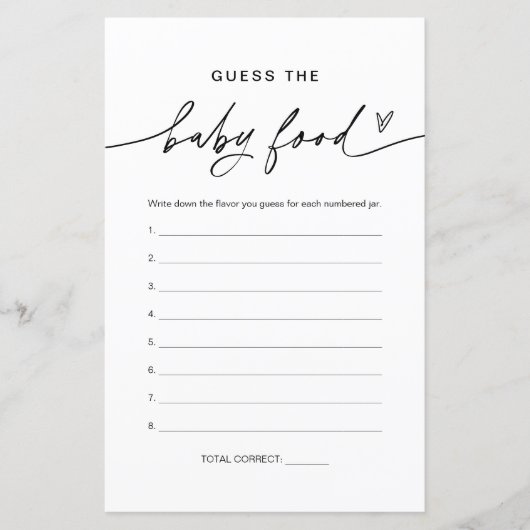 Raten Sie mal, wie das Baby Food Game-Schild steht (Vorderseite)