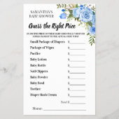 Raten Sie mal, wie das Blue Floral Baby Duschspiel Flyer (Vorne)