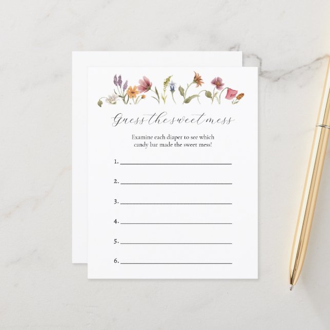 Raten Sie mal, wie das Sweet Mess Baby Shower Game (Vorderseite/Rückseite Beispiel)