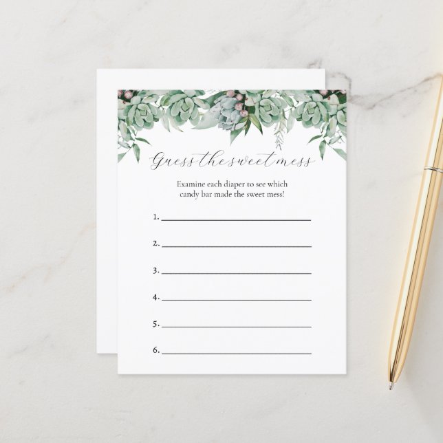 Raten Sie mal, wie das Sweet Mess Baby Shower Game (Vorderseite/Rückseite Beispiel)