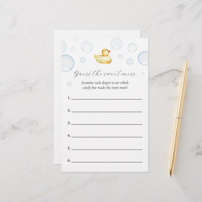 Raten Sie mal, wie das Sweet Mess Baby Shower Game (Vorderseite/Rückseite Beispiel)